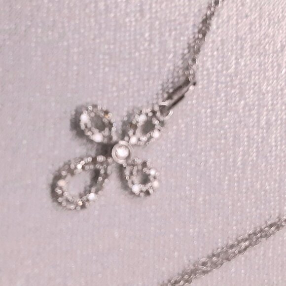 NEW 14kt White Gold and Diamond Cross Necklace - Picture 7 of 12